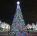Decorative Christmas tree with colorful lights at night