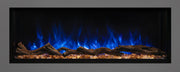 Modern Flames 44 inch Landscape Pro Multi with blue flames over an orange ember bed and driftwood logs