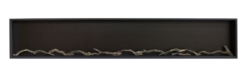 Landscape Pro Slim 80 inch firebox with driftwood logs and flames off, Modern Flames, white background