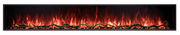 Modern Flames Landscape Pro Slim 96 inch electric fireplace with orange flames over driftwood logs