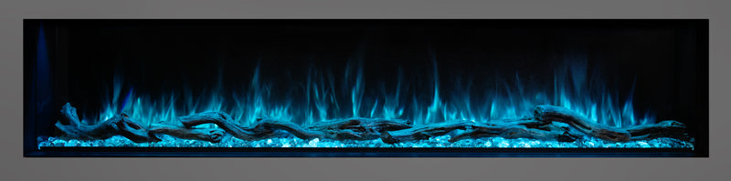 Modern Flames Landscape Pro 80 inch fireplace, front view, blue flames
