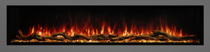 Modern Flames Landscape Pro Multi 80 inch electric fireplace, front view, orange flames