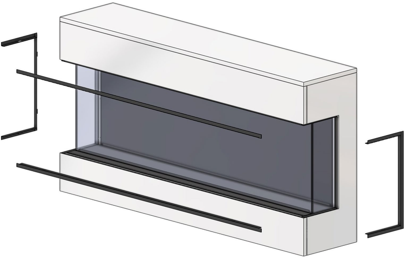 Modern Flames Landscape Pro Multi trim pieces placed around the opening for a left or right side open install