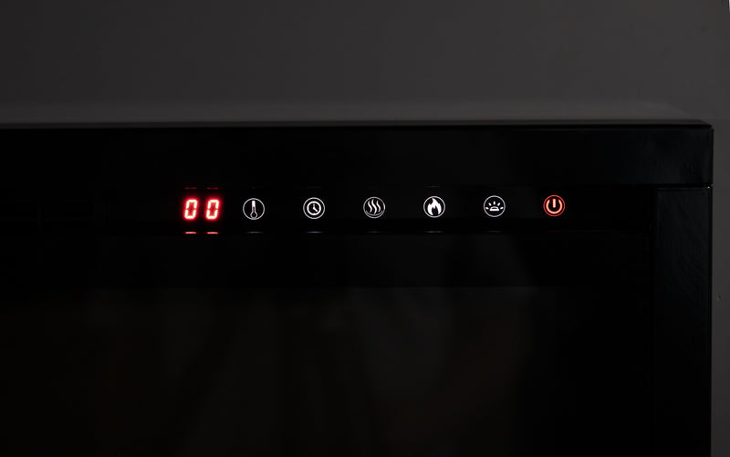 Six touch buttons and red digital readout on the Modern Flames Spectrum Slimline