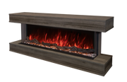 Modern Flames Driftwood Gray Studio Suite mantel and Landscape Pro Multi fireplace, angled from the right