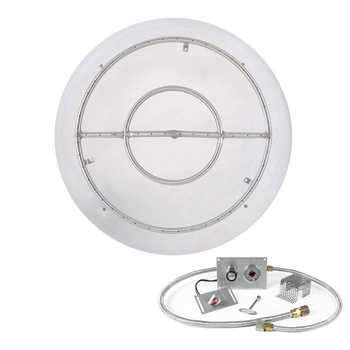 The Outdoor Plus Round Flat Pan & Round Stainless Steel Burner - Fire Pit Insert