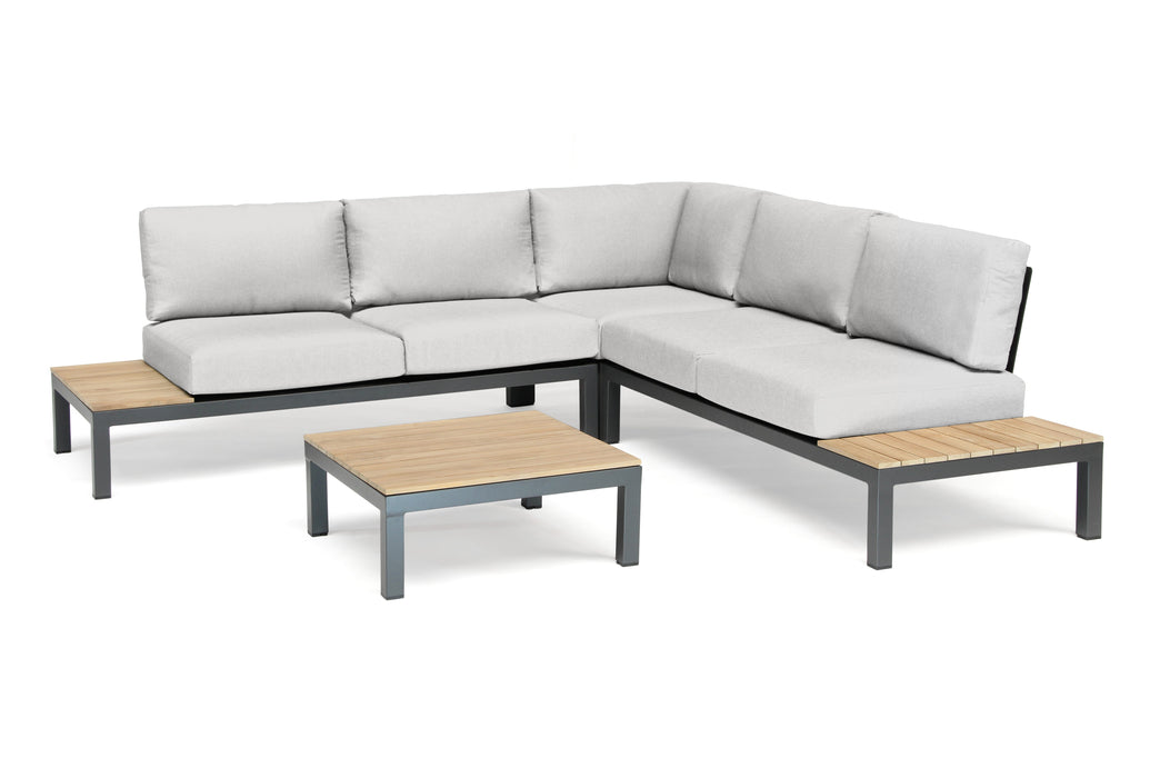 Elba Aluminum 4-Piece Corner Set With Teak Accents
