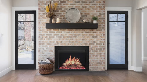 Video showcasing the Orion Traditional Fireplace in different rooms