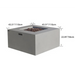 Gray Elementi Rocky fire pit table with dimensions labeled on a white background