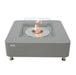 Space Gray ethanol square fire pit table with glass top on a white background