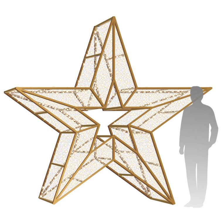 10' Large 3D LED Outdoor Christmas Star Icon - Warm White
