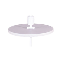 Round white Helux table on a white background