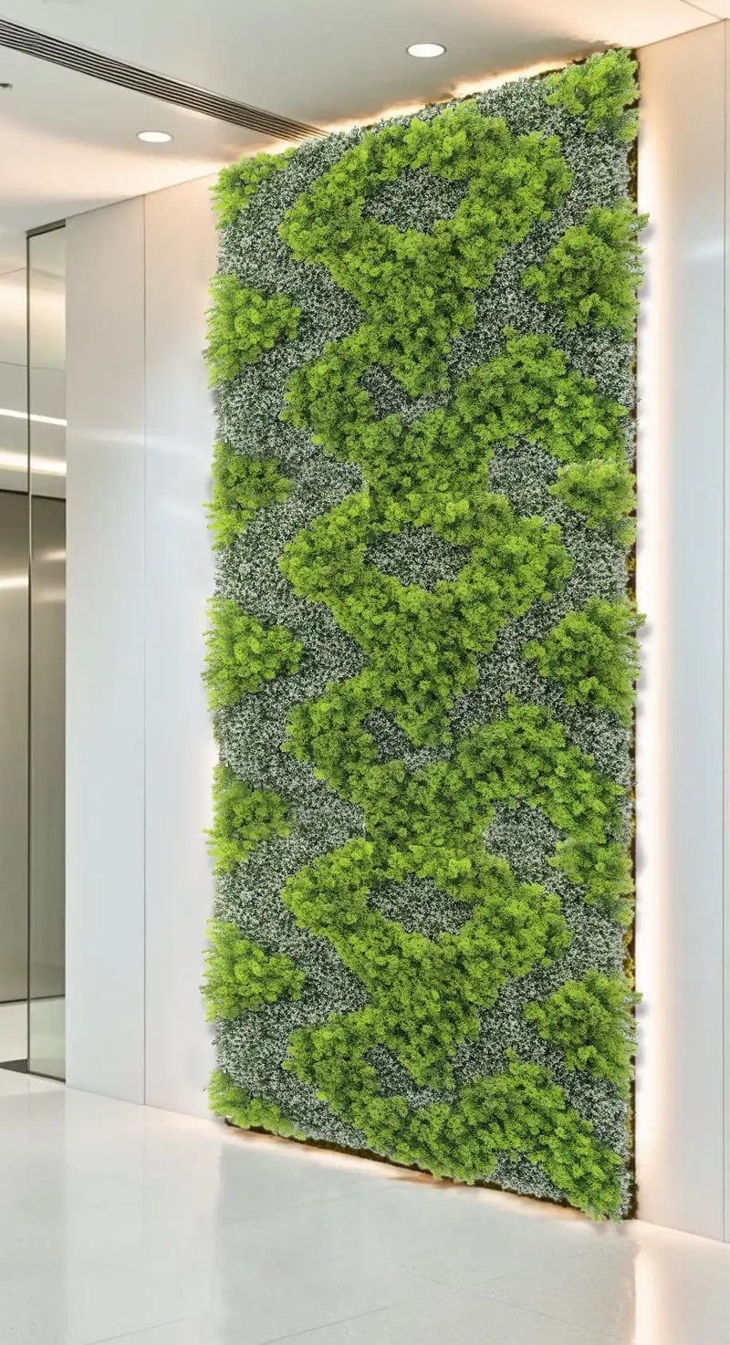 Natural Green and White Artificial Moss / Green Wall UV Resistant 40" x 40"